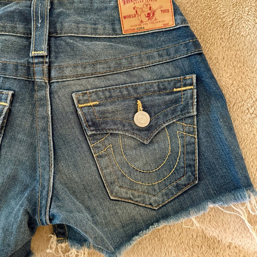 True Religion Blue Jean Cutoff Shorts